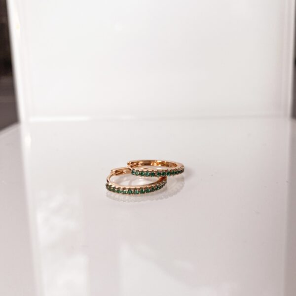 " Single Emerald Hoops" - Image 2